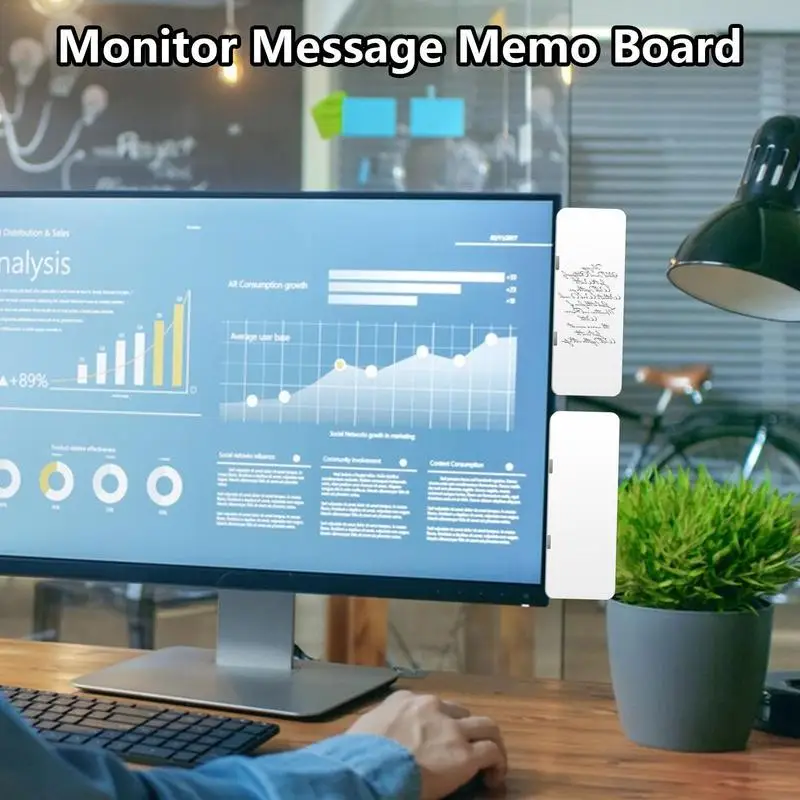 1 buah papan pesan magnetik hapus kering untuk Monitor komputer Monitor Panel samping papan Memo papan tulis pesan pengingat papan