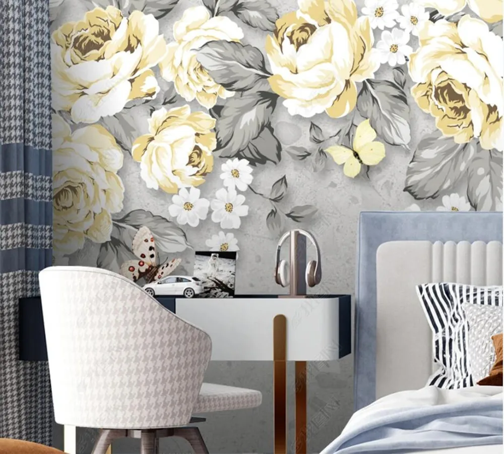 

Papel de parede custom Modern peony flowers ins pastoral 3d wallpaper mural,living room tv wall children' bedroom home decor