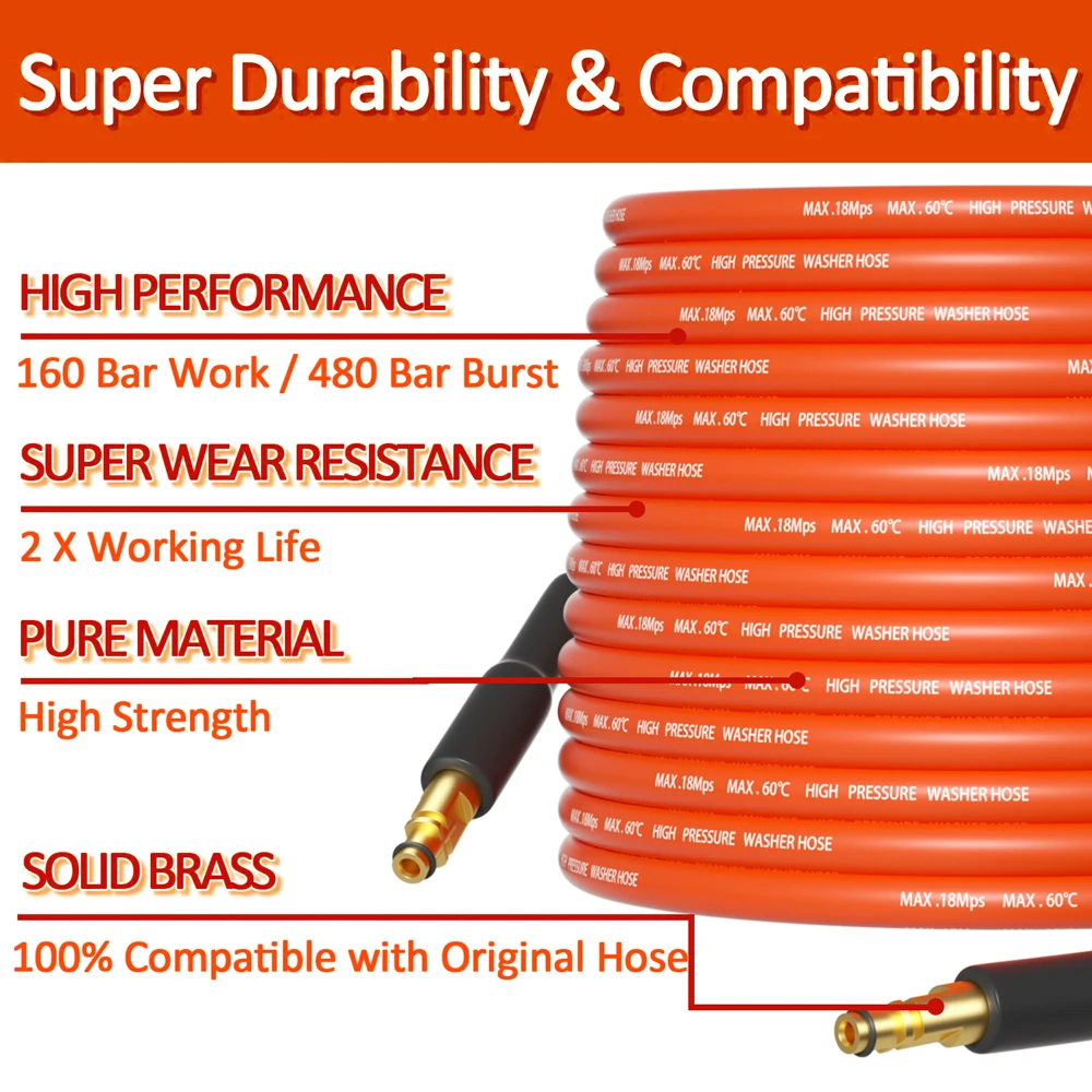 High Pressure Washer Hose Pipe Cord Car Washer Water Cleaning Extension Hose Car Water Hose for Karcher K2 K3 K4 K5 K6 K7