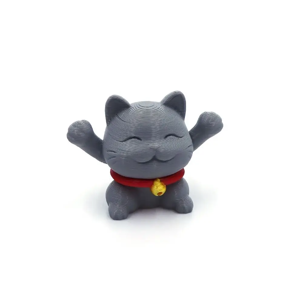 Telescopic 3D Printed Spiral Cat Animal Sculpture Passthrough Cat Ornament Rotating PLA Material Kitten Figurines Desktop