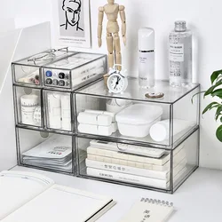 1PCS  Transparent Plastic Drawer Storage Box Organizer Display Box Dustproof Large-capacity Storage Box Stationery Storage Rack