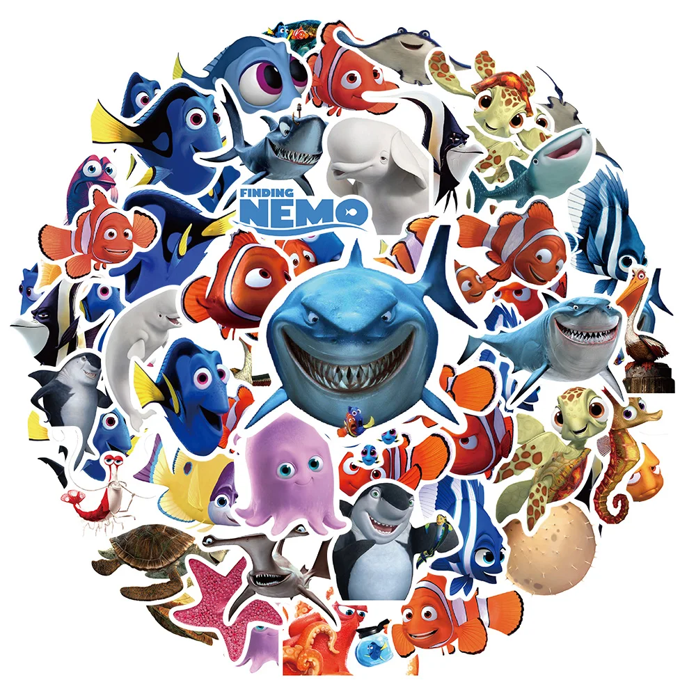 10/30/50pcs 디즈니 재미있는 영화 니모를 찾아서 스티커 귀여운 광대 물고기 애니메이션 데칼 DIY 수하물 스크랩북 자전거 만화 스티커 팩