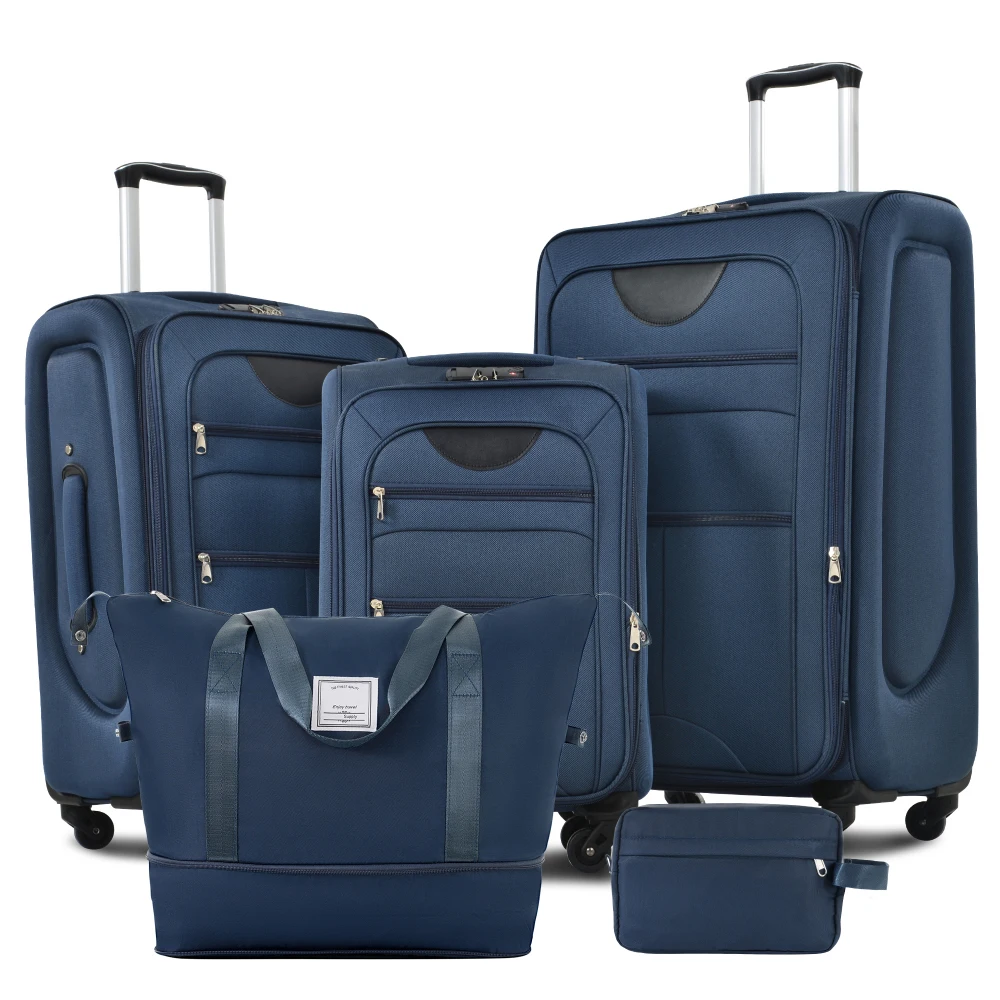 

Softside Luggage Expandable 3 Piece Set Suitcase with Duffel Bag Upright Spinner Softshell Lightweight Luggage Travel Set