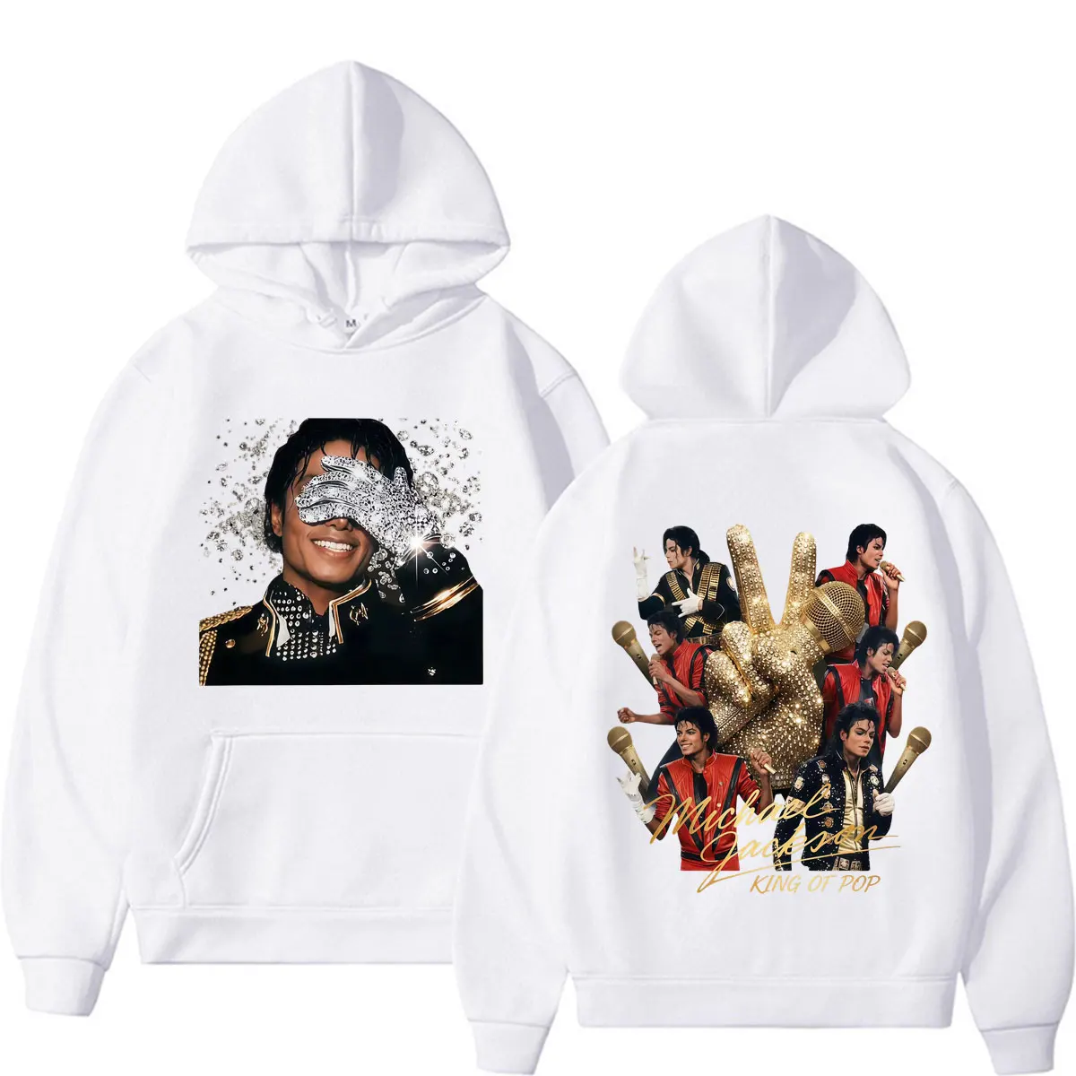 High-quality Classic Hip-Hop Pop Music King Michael Jackson Print Hooded Sweatshirt Comfortable and Casual for Both Men and Wome