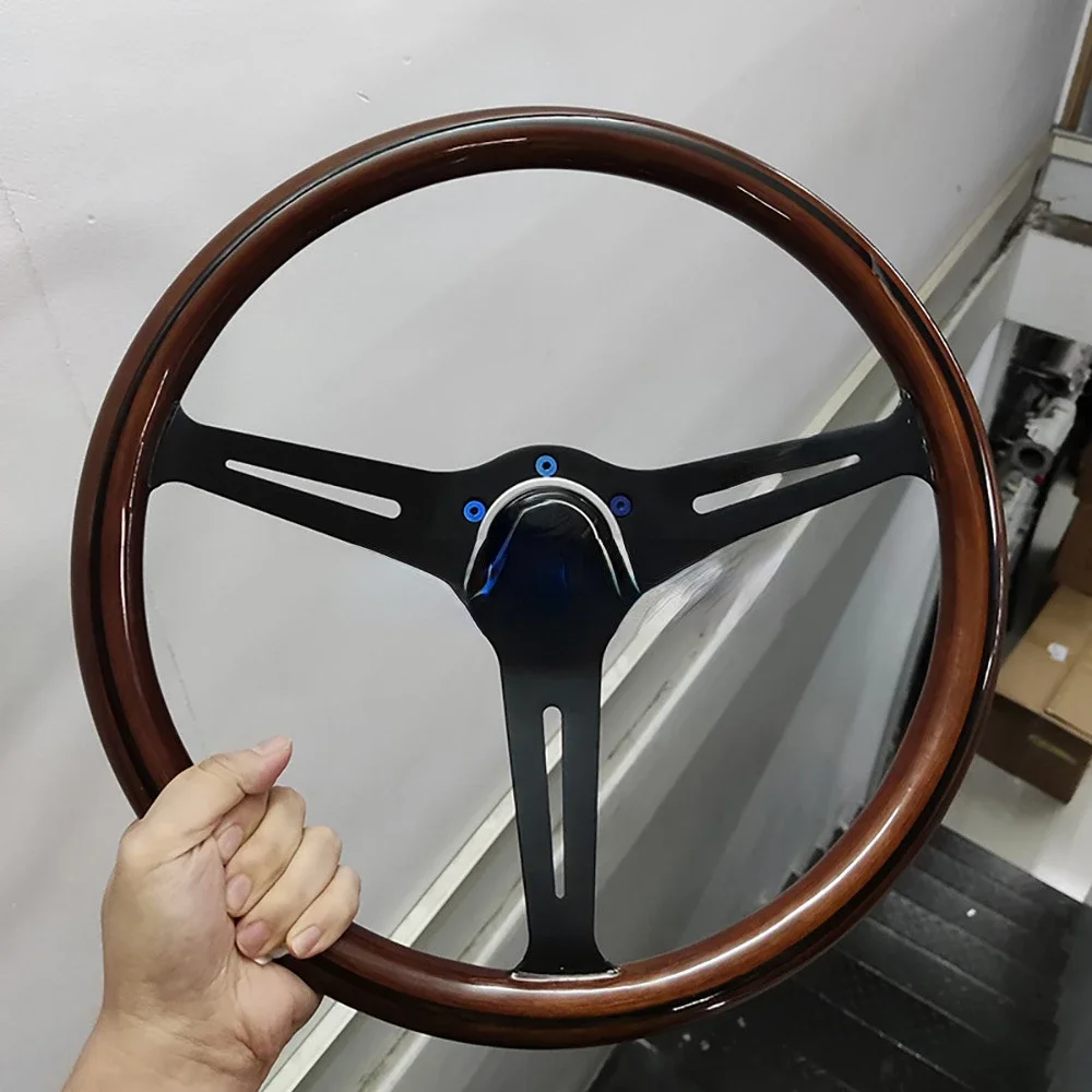 14-Inch ND mahogany car modified retro steering wheel, suitable for Pusang Zhijun Jetta Big Dipper