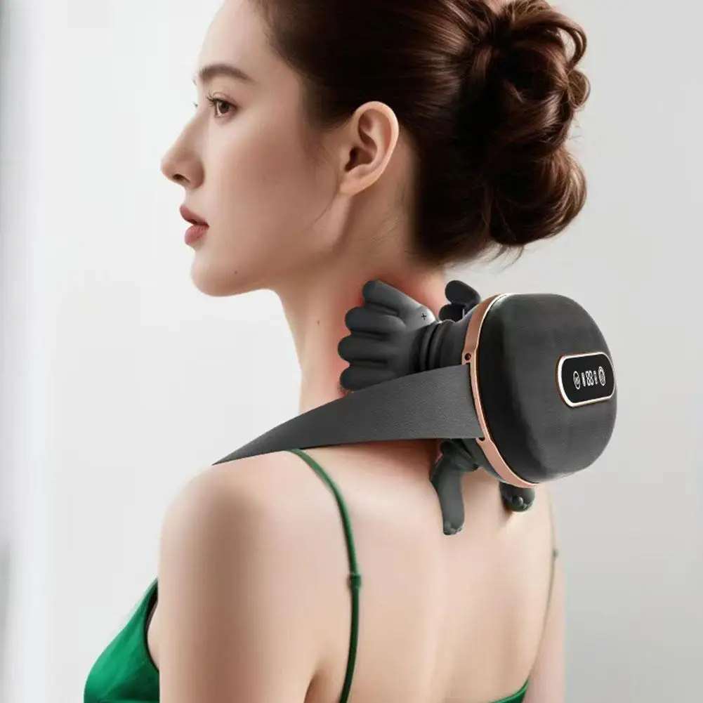Shiatsu Style Neck and Back Massager 4D Real Hand Touch Wireless with Heat Function for Muscle Tension Ease at Home