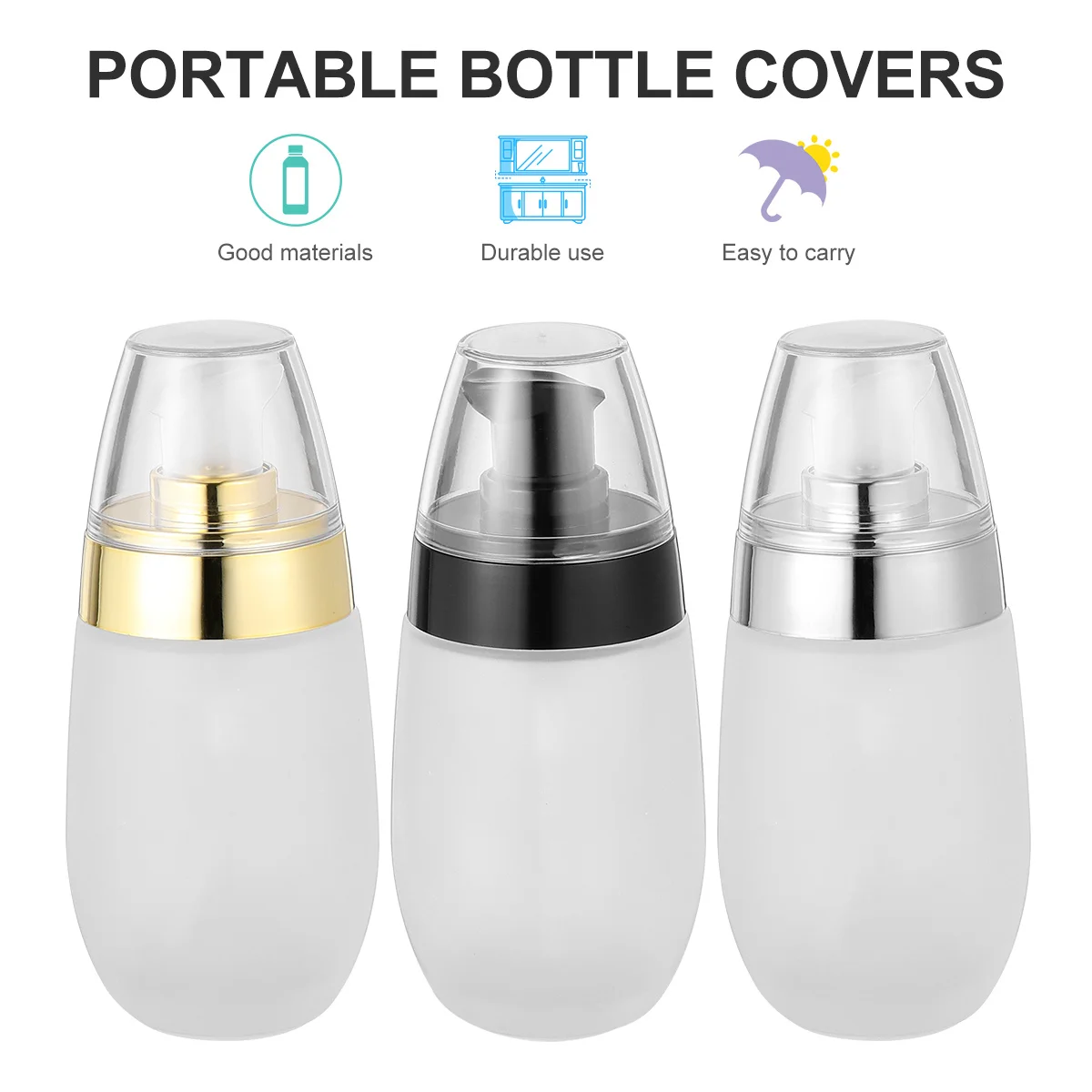 

3Pcs Pump Bottles Storage Holder Refillable Dispenser for Shampoo Body Lotion Travel Makeup Remover Storage Containers