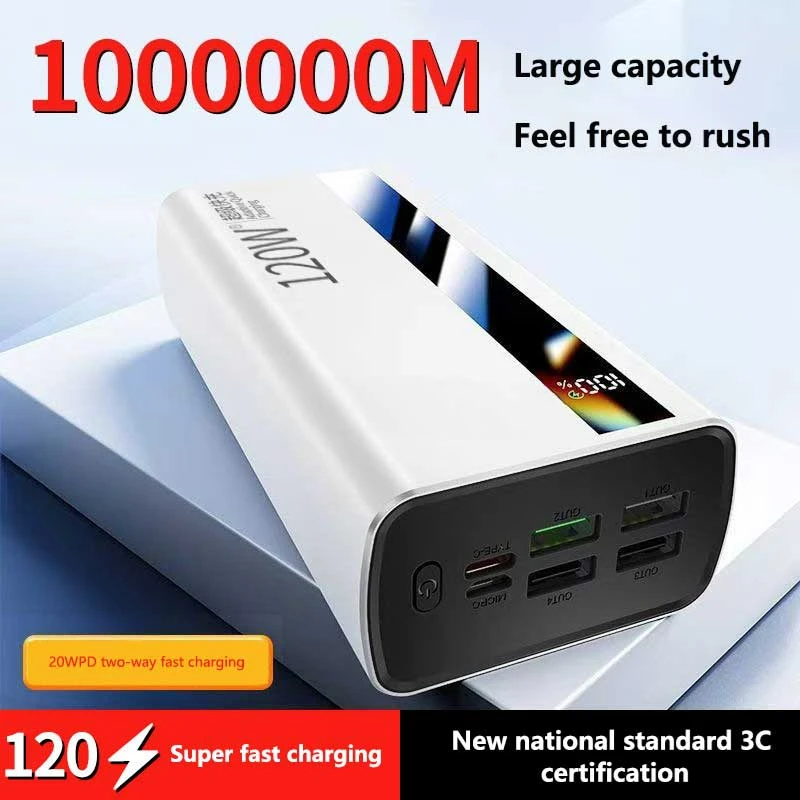 6IN1 100000 mAh 120 W Schnellladung Power Bank mit großer Kapazität Digitalanzeige Mobile Power Bank für Xiaomi Huawei iPhone 17Promax