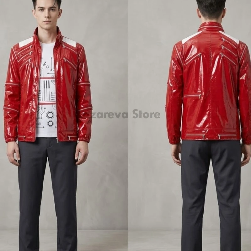 

Michael cosplay full costumes and sets Jacksons Beat It Red Leather Style Jacket cosplay full costumes and sets Full Costumes