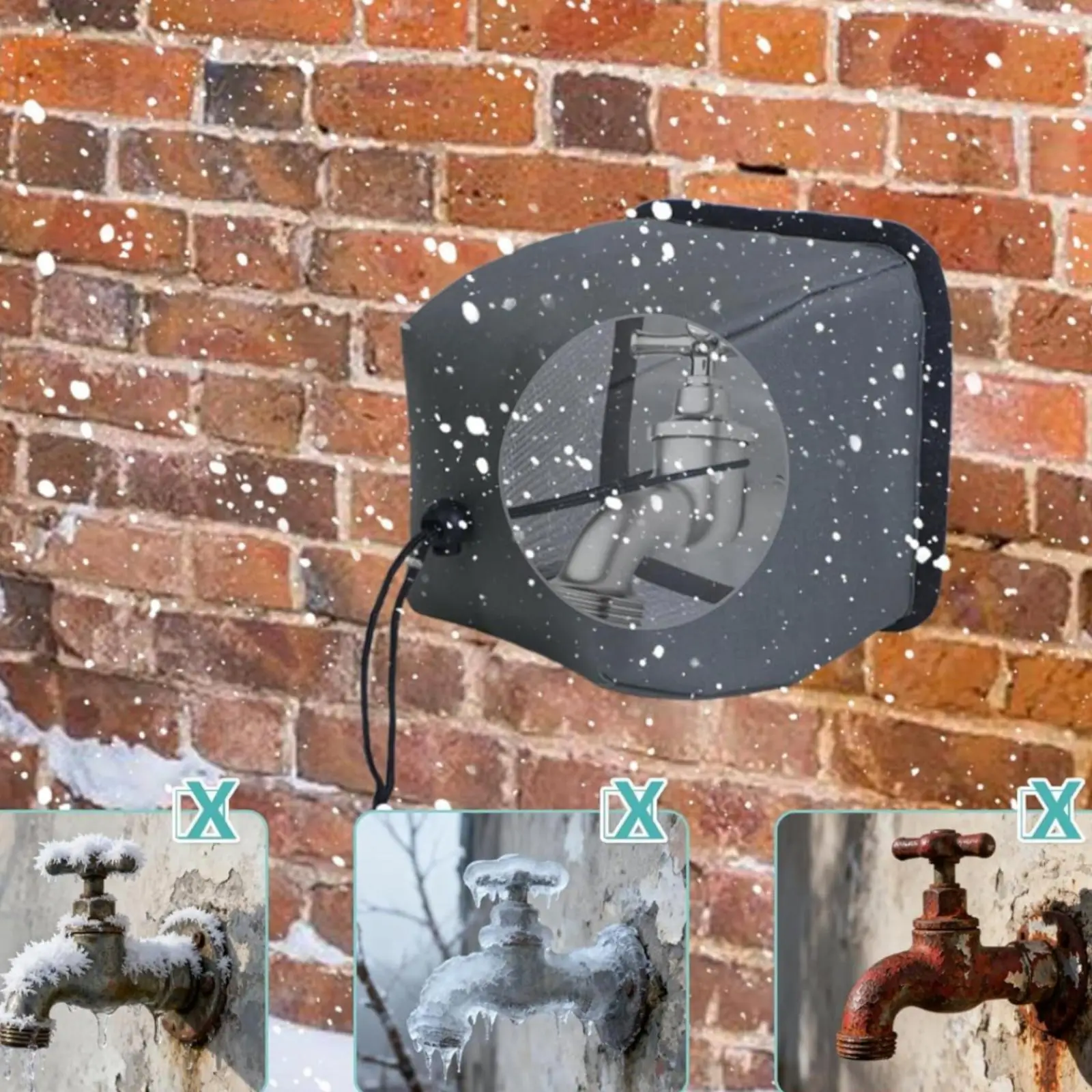Insulated Outdoor Faucet Cover Weatherproof Outdoor Faucet Cover with Drawstring Water Tap Protector Reusable Foldable