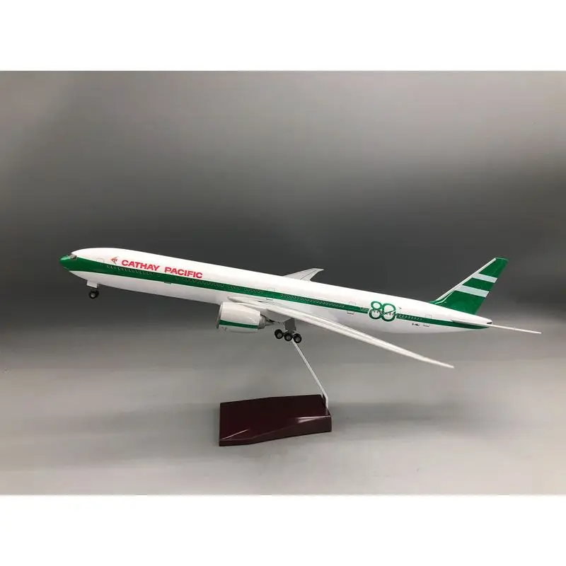 777 Cathay Pacific 80th Anniversary Aviation Aircraft Model 47cm with Lights and Wheels Simulation Static Aircraft Model Pendant