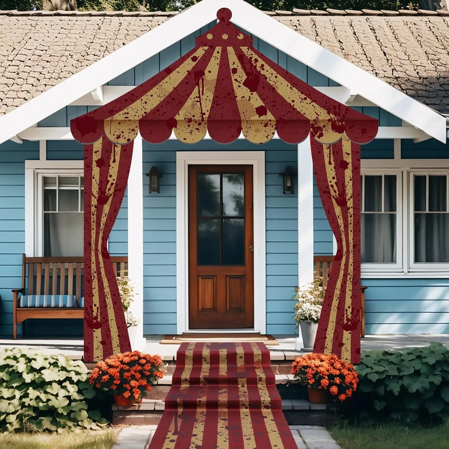 Bannière d'arche de porte de cirque d'horreur pour Halloween, toile de fond de bienvenue pour porche, entrée de jardin extérieur, décoration de maison hantée, décor de clown effrayant
