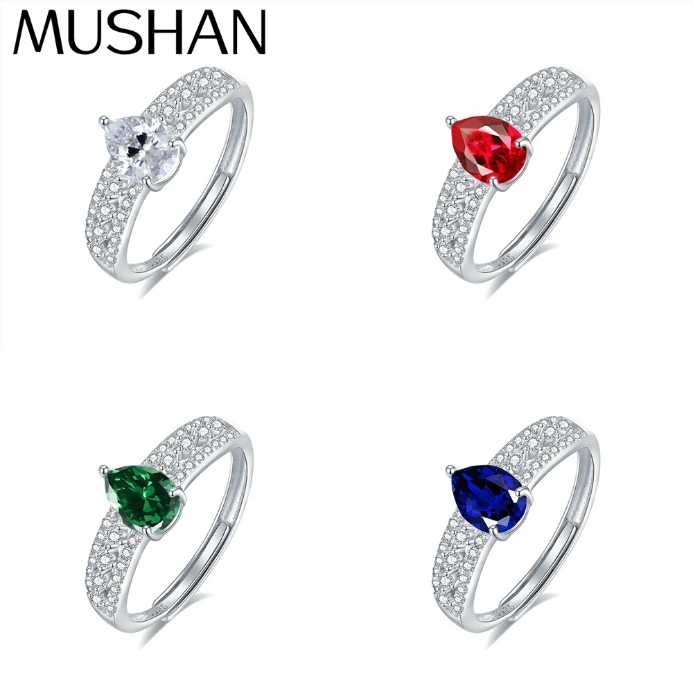 

MuShan Jewelry 925 Sterling Silver Ring Wedding Band High Carbon Diamond Mom Gift Statement Jewelry Women Rings Fine Jewelry