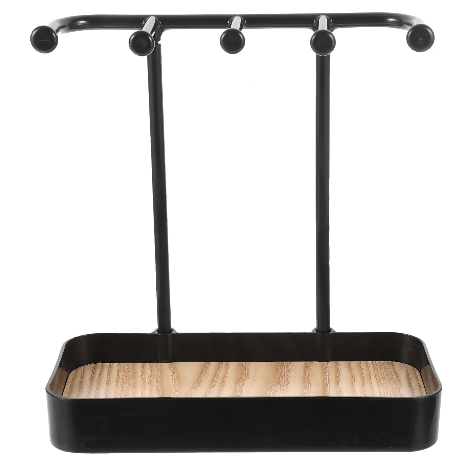 

1pc Jewelry Storage Rack Necklace Organizer Stand Display Tray Holder Earrings Ring Bracelet Hooks Wood PP Material Bedroom Desk