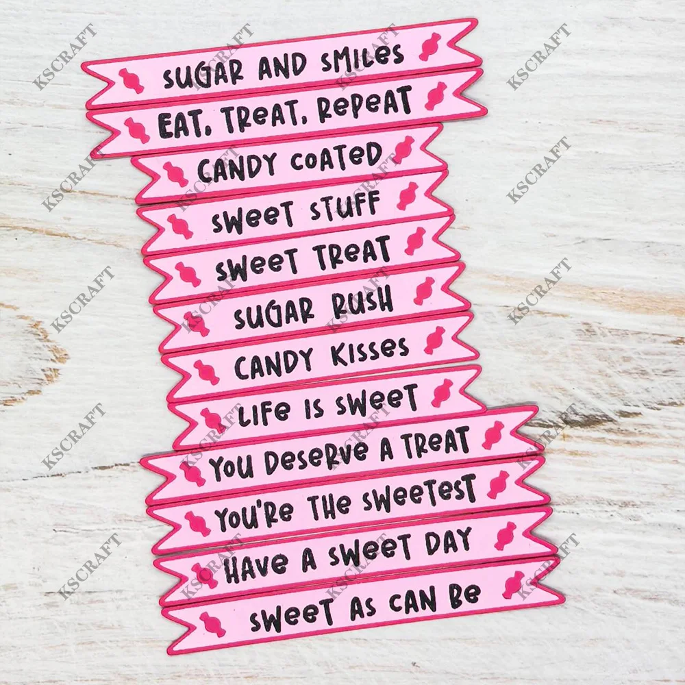 KSCRAFT Sweets Sentiment Strips Cutting Dies Stencils for DIY Scrapbooking Decorative Embossing DIY Paper Cards