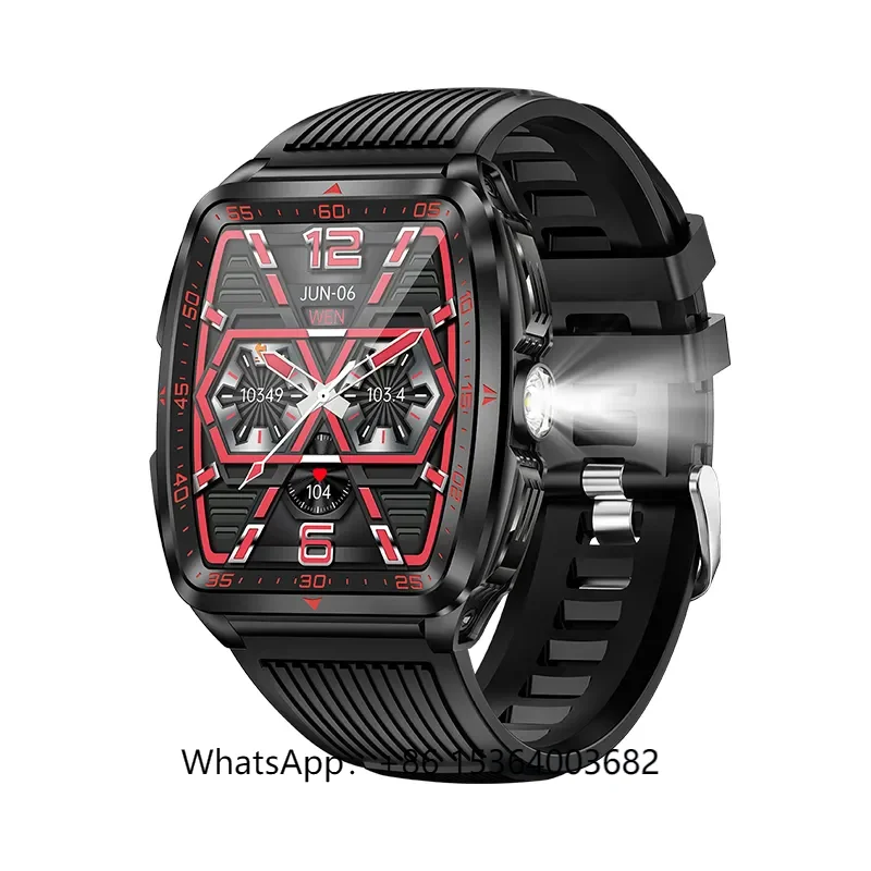 

KT83 Smart Watch 1.8 Inch HD Screen Waterproof Outdoor Sports Tracker Answer Call Silica Gel Features Blood Oxygen Flashlight