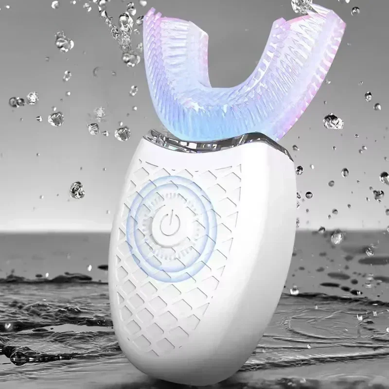 USB Rechargeable U-Shaped Electric Toothbrush Automatic Sonic 360° Silicone Head Waterproof Oral Care Daily Tool