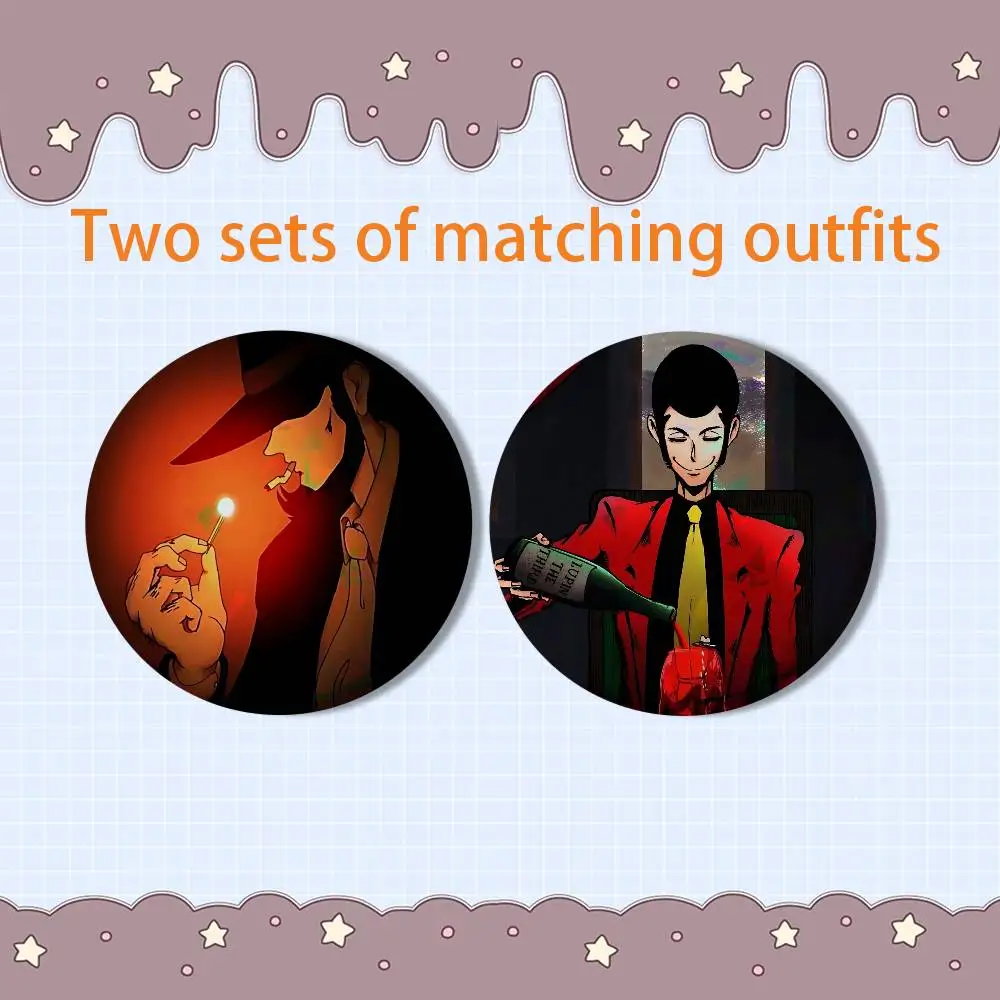 Goemon Ishikawa LUPIN Daisuke Jigen HD Print Round Lapel Pins Pretty Derby 2 piece set Round Display Brooches Brooch Badges