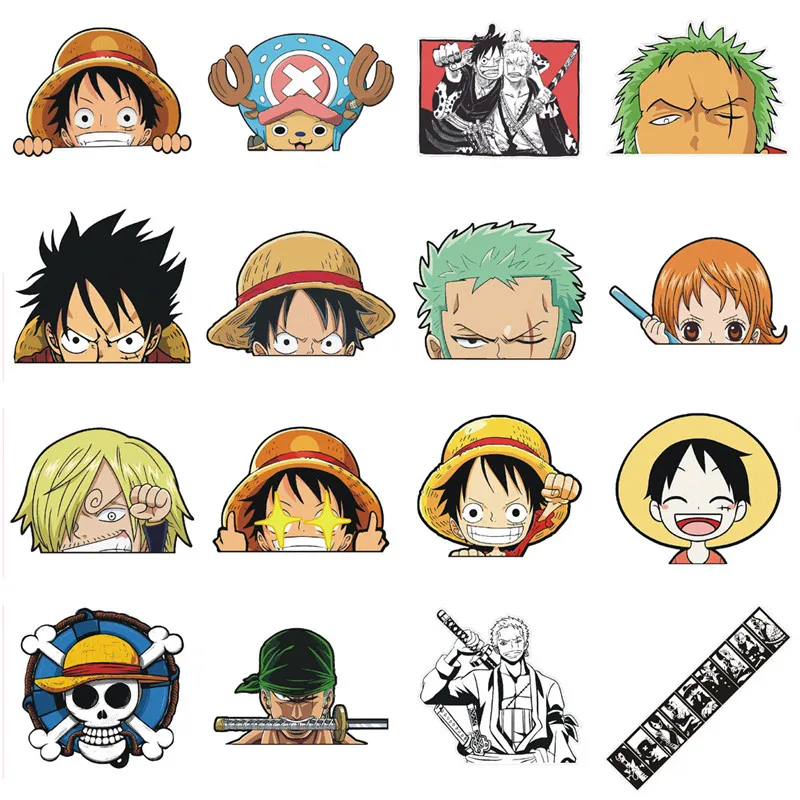 ONE PIECE Anime Reflective Car Stickers Roronoa Zoro Monkey D. Luffy Car Window Decoration Stickers Children\'s Toys Gifts