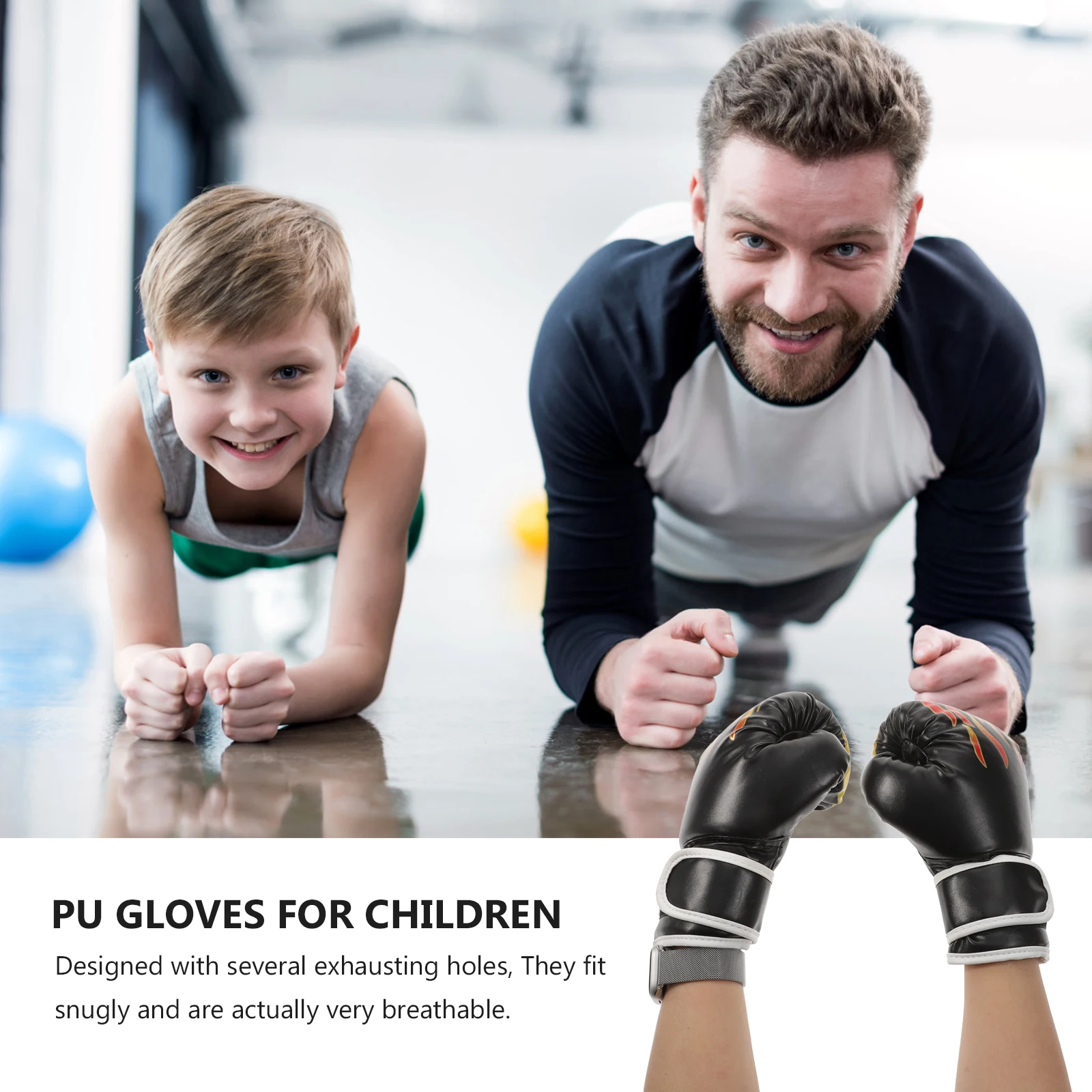 

PU Boxing Gloves Flame Pattern Training Gloves Kickboxing Taekwondo Punch Mitts Breathable Wear Resistant Protective