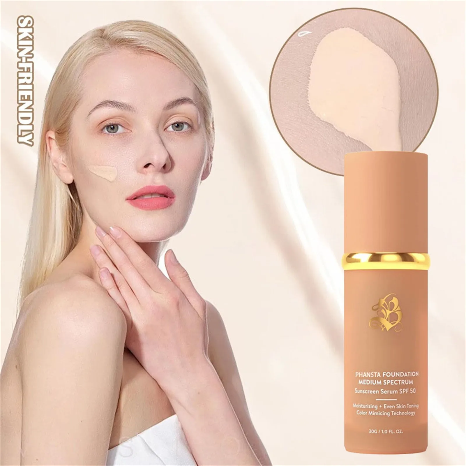 (1/4 pz) 2024 New Foundation 4 In 1 Spectrums 4 In 1 Light Spectrums Foundation con SPF50 + longwear