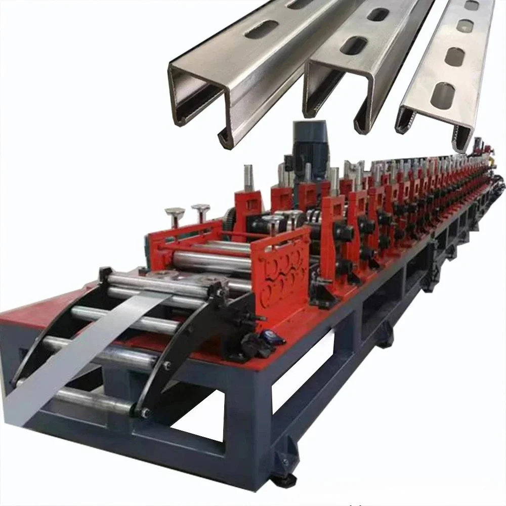 

Solar Mounting Systems C Strut Channel Roll Forming Machine Solar Photovoltaic Steel Bracket Making Machine With Press Machine