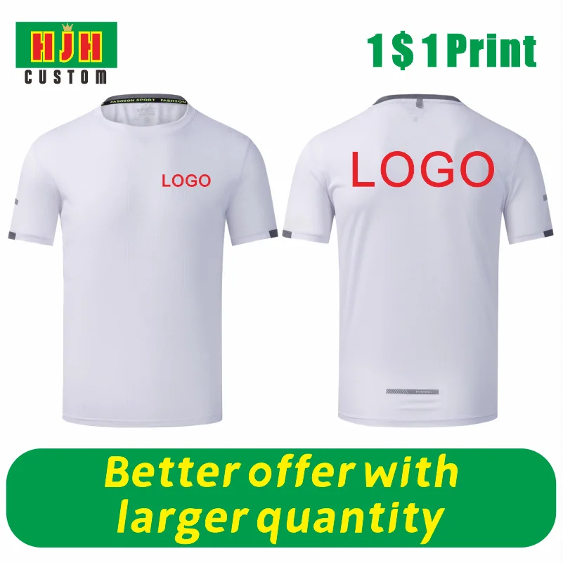 Quick Drying Round Neck T-shirt Pattern Custom Printed Embroidery Logo Sports Fitness Short Sleeved Top Outdoor Running Shirt