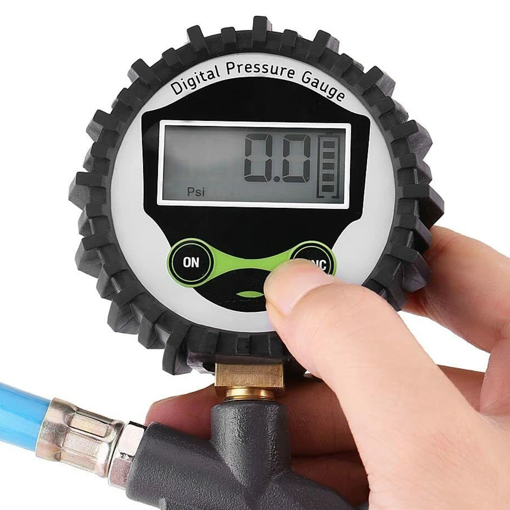 Ciśnieniomierz do opon z dużą tarczą 7 cm Cyfrowy wyświetlacz LCD 0-255Psi Miernik do opon o wysokiej dokładności Profesjonalny domowy mechanik