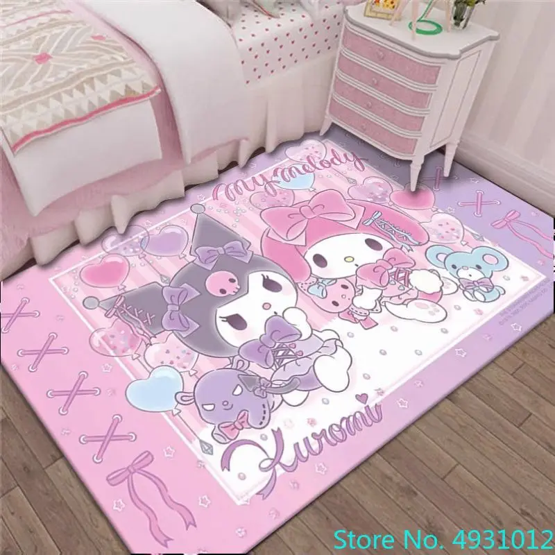 Alfombra creativa de dibujos animados en 3D, alfombra mágica con estampado de Anime Kuromi para decoración de sala de estar y dormitorio, alfombra antideslizante para gatear para niños