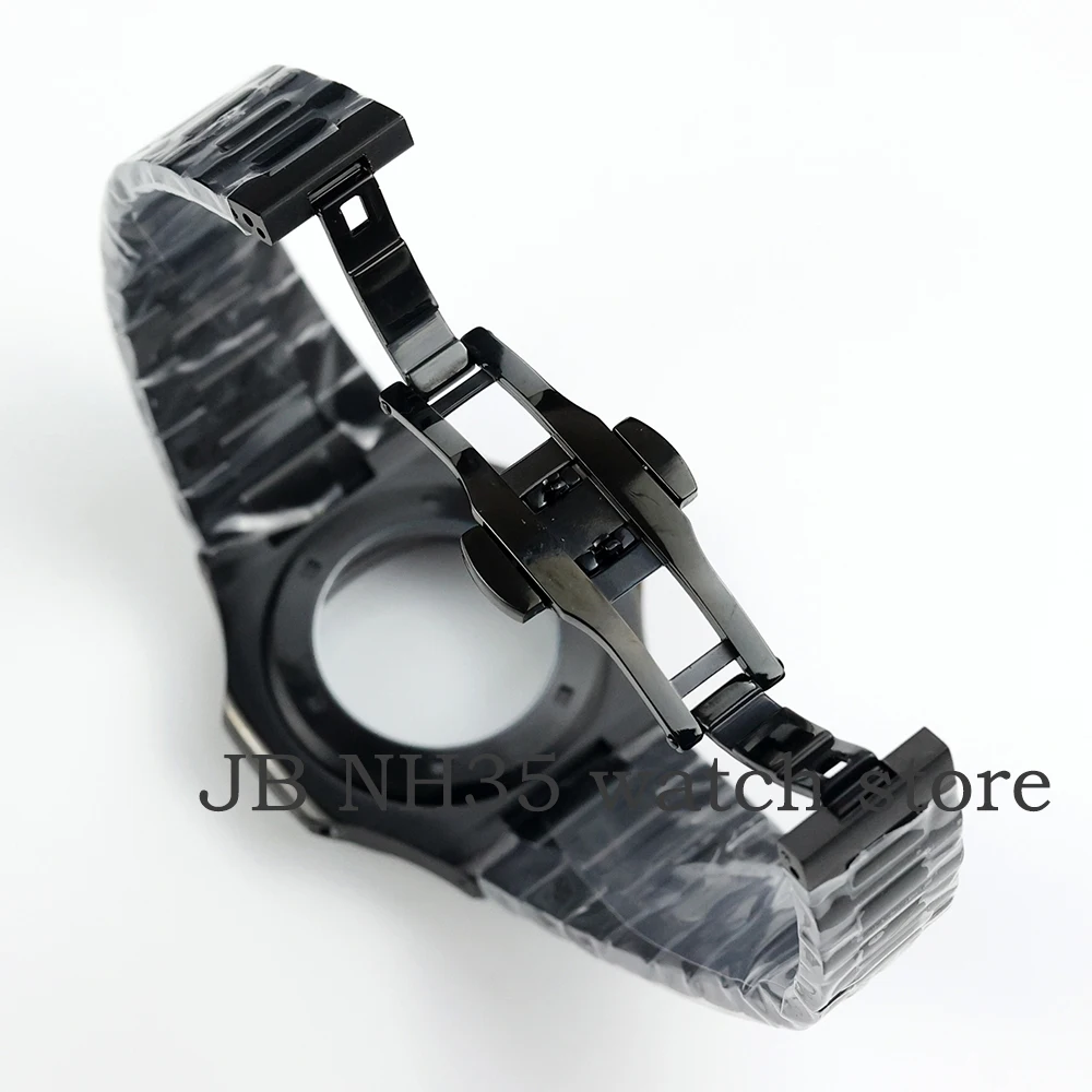 40mm Square NH35 Watch Case Black PVD Fit for NH35 NH36 7S 4R Movement Sapphire Crystal Glass 30.5mm Dial Nautilus Cases  Strap