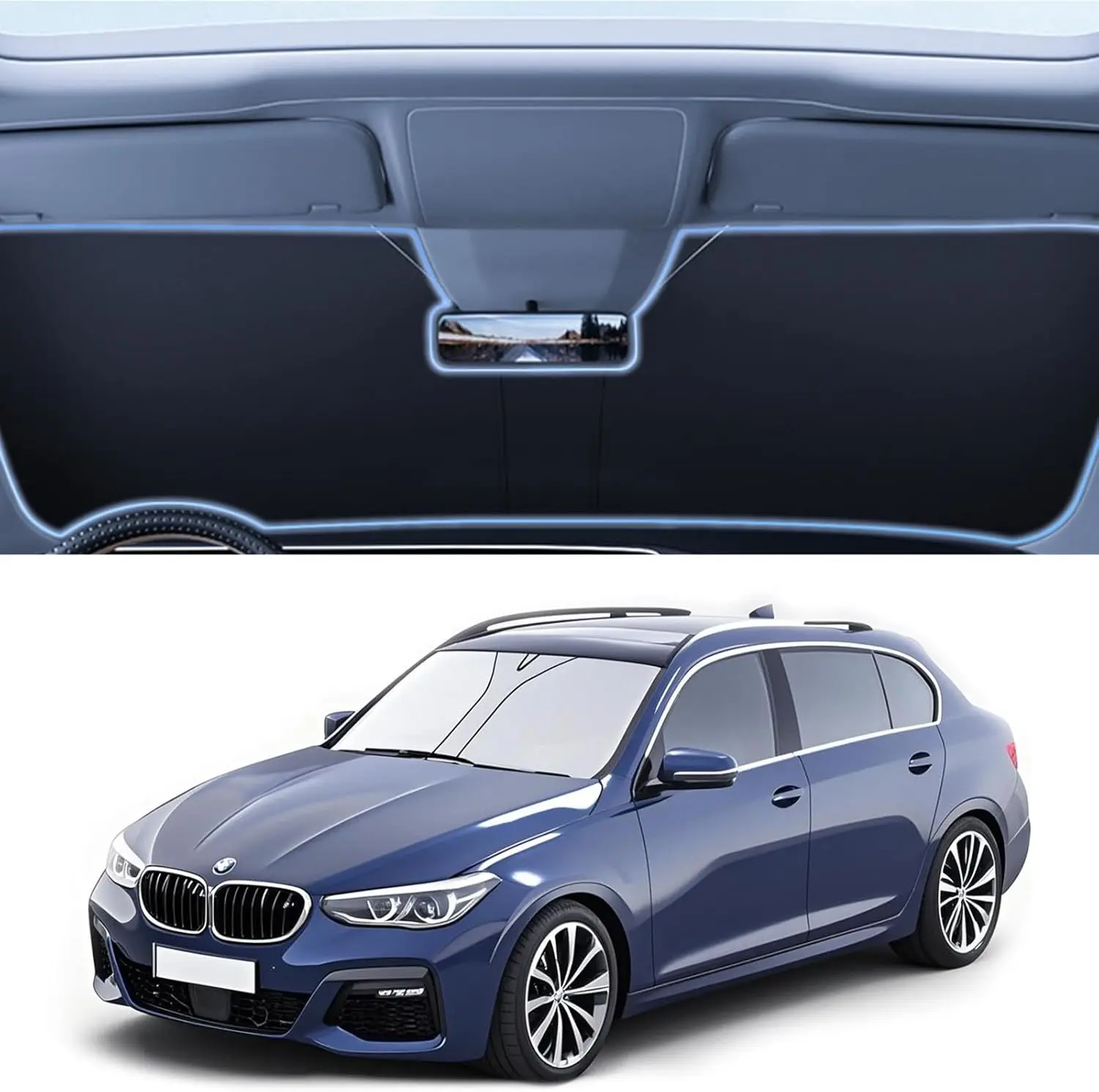 

240T Reflective Foldable Windshield Sun Shade for Car – Blocks UV Rays, Reduces Heat & Protects Interior – Universal Fit for Sed