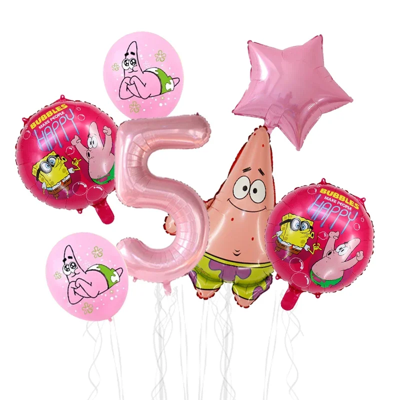 7-teiliges SpongeBob Schwammkopf Ballonset Geburtstagsparty Luftballons Heliumballons Junge Mädchen Babyparty Partyzubehör – Detail 5