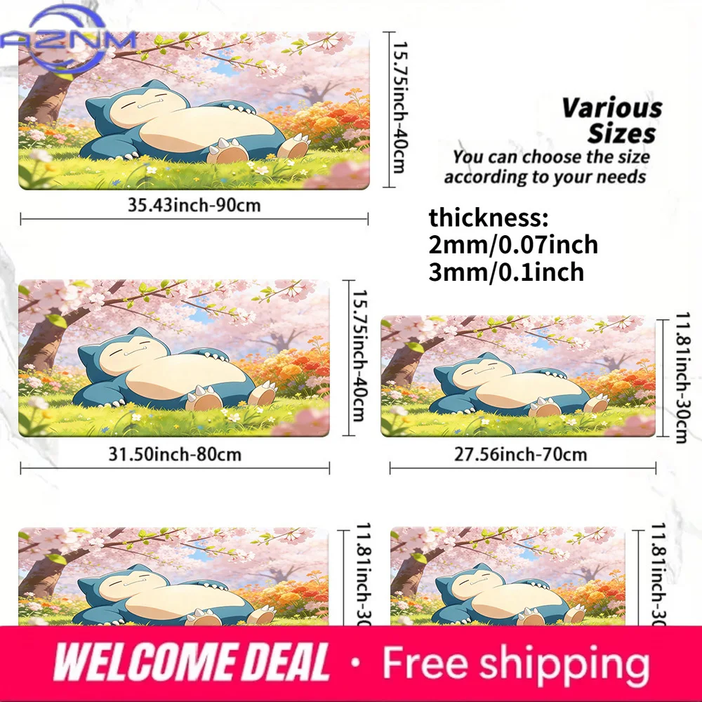 Sleepy Snorlax Under Cherry Blossoms Large Gaming Mouse Pad