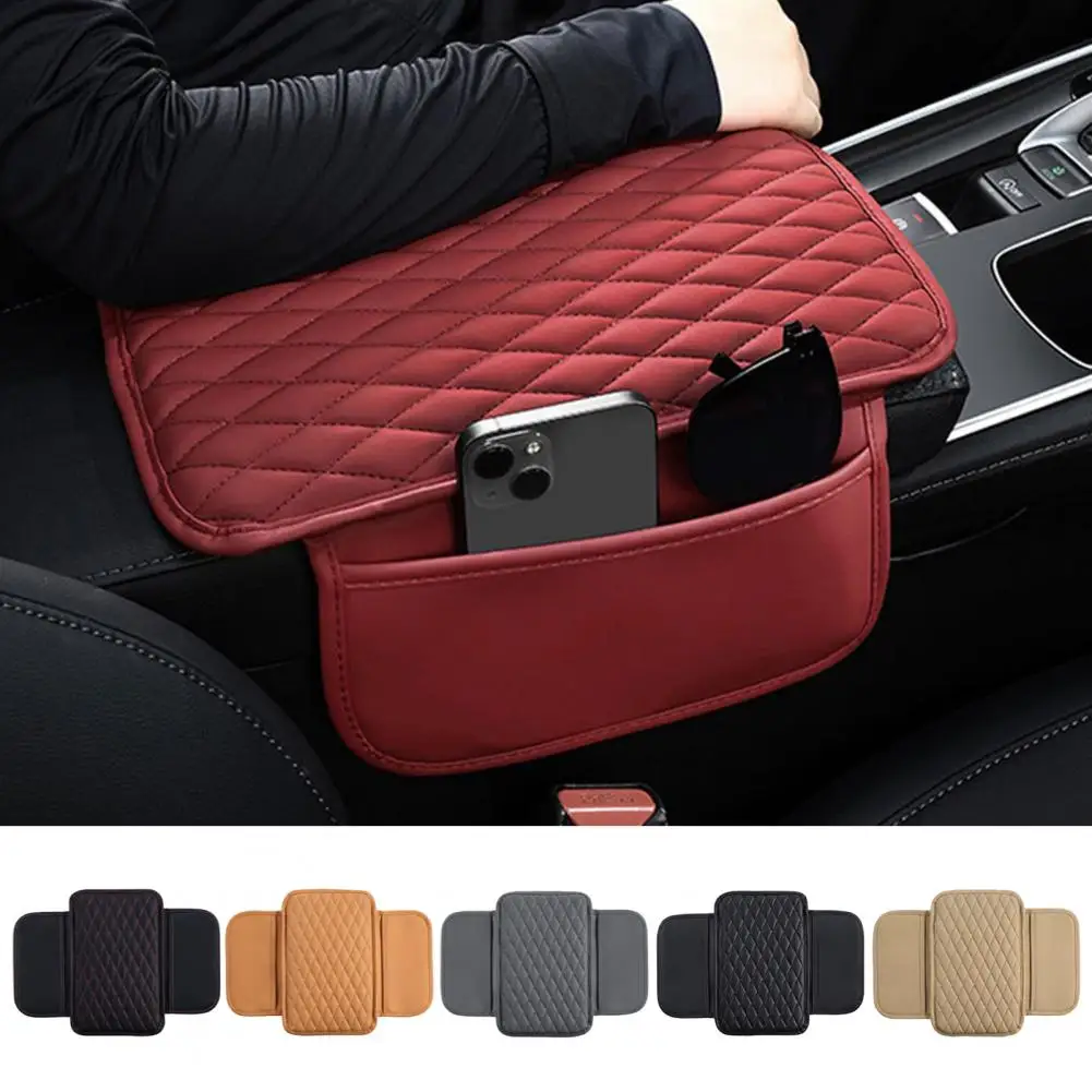 

Car Armrest Mat Leather Armrest Cover Cushion with Side Storage Pockets Car Center Console Cover Box Mat for Truck RV SUV