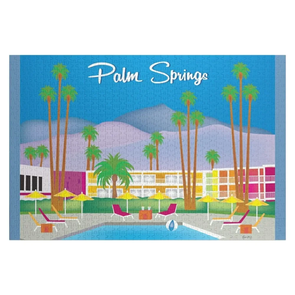 

Palm Springs, California - Skyline Illustration by Loose Petals Jigsaw Puzzle Personalized Toys Personalize Custom Wood Puzzle