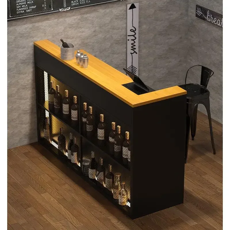 Bar Bar Bartender checkout page Restaurant Cafe Front Desk Light Luxury Creative Industrial Style Wrought Iron Wine Rack Bar