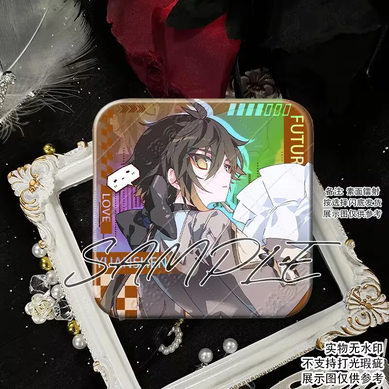 Baji 'Scattered Soldier, Funina, Zhongli, Dada Arya' 2D 주변기기 더블 플래시 레이저 사각형 배지 무료 브로치