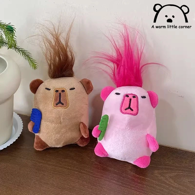 Creative Cartoon Capybara Plush Pendant Stuffed Animal Doll Backpack Plush Decorative Pendant Cute Abstract Plush Toy Doll