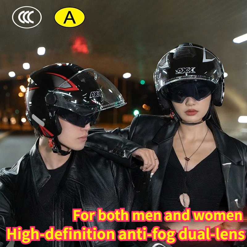 

3/4 Open Face Motorcycle Helmet Dual Lens Half Open Face Anti-Fog Helmet Casco Moto Motocross Helmet