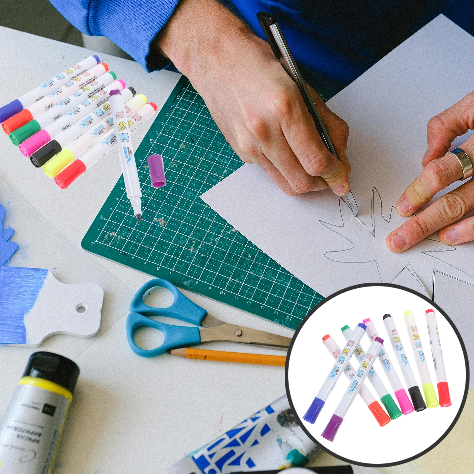 

8 Pcs Make Brush in The Water White Erasable Pens Watercolor Paint Whiteboard Markers Doodle Liquid Chalk