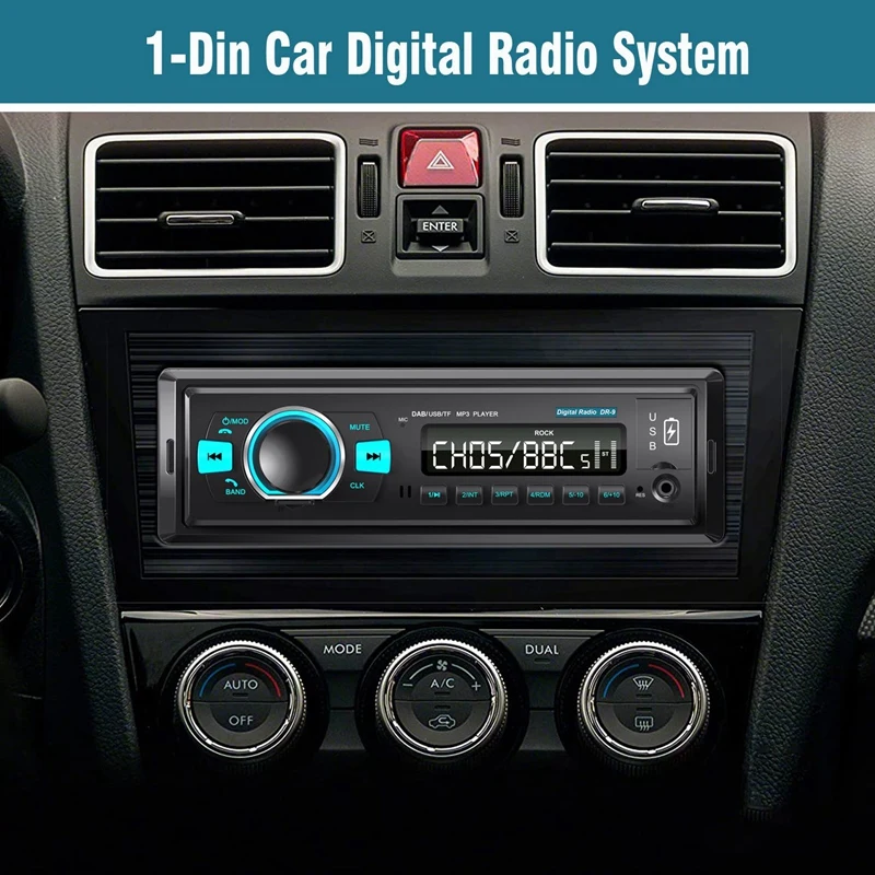 1Din Car Radio DAB Digital Radio Dual USB FM MP3 BALANCE Hands-Free USB Bluetooth 4.2 WMV APE EQ TF Card U-Disk ISO