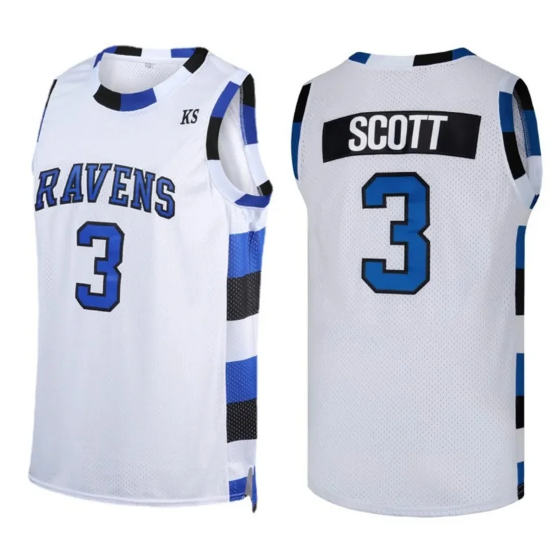 2025 Nuevo Cosplay One Tree Hill 23 #   RAVENS SCOTT 3 #   Camiseta de baloncesto, camiseta deportiva de película bordada ☆ ★ ee ☆ ★