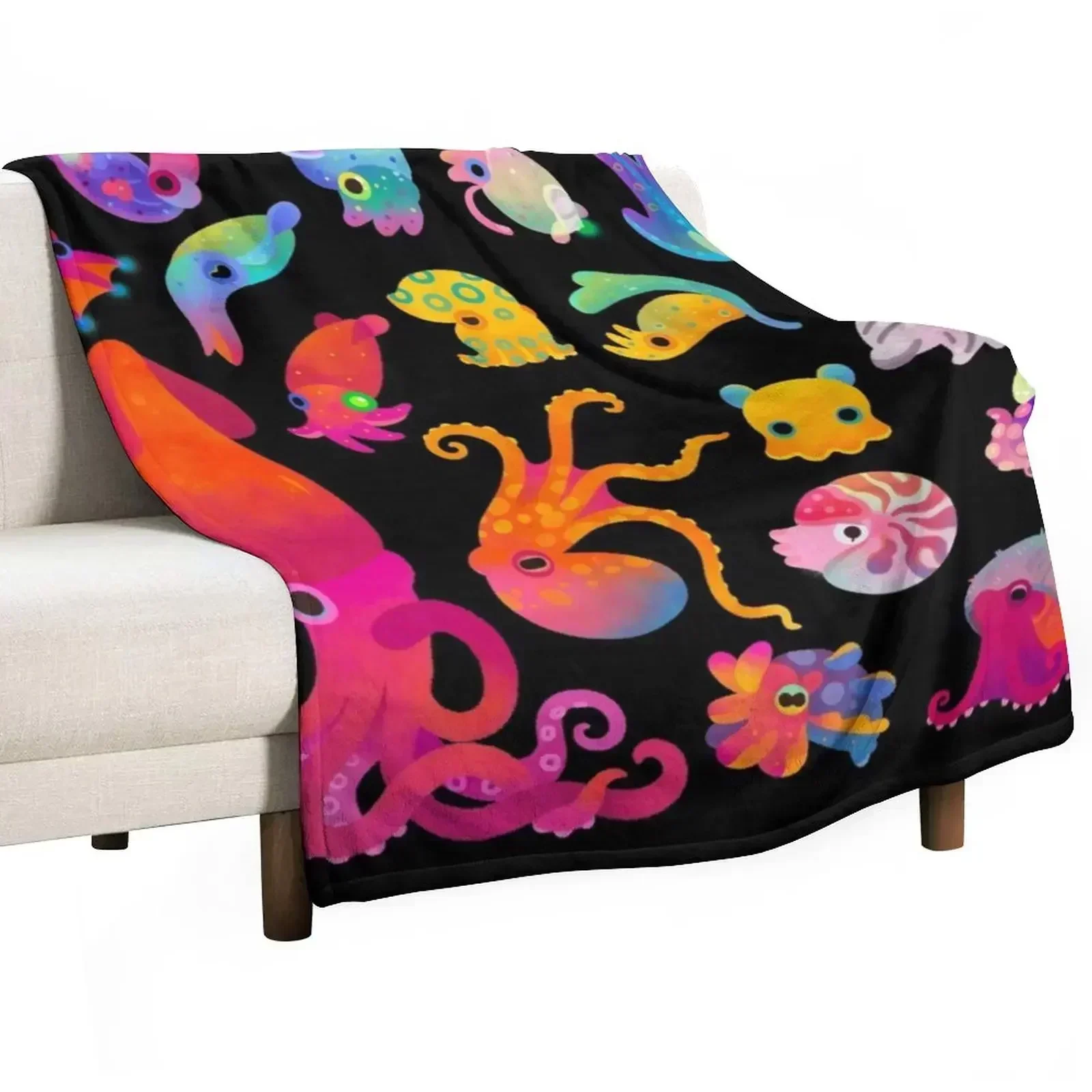 

Cephalopod Throw Blanket Multi-Purpose Hairy Plaid Giant Sofa Blankets