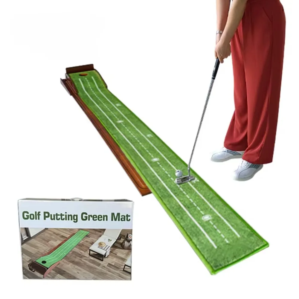 

Golf Putter Trainer, Ball Return Track, Green Wooden 1 Hole, Mini Home Portable Golf Swing Mat, Indoor/Outdoor Golf Training Aid