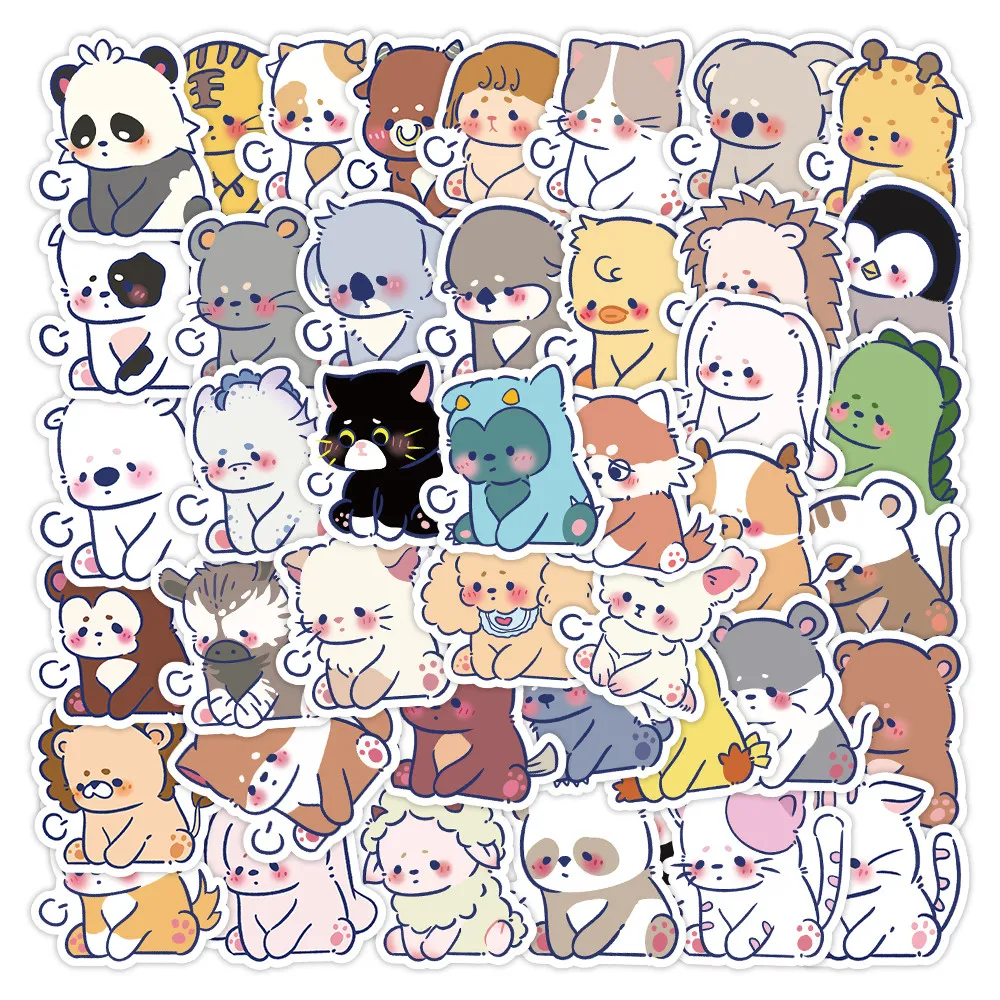 60Piece Adorable Chibi-Style Sighing Animal Stickers - Decorative Decals for Notebooks Backpacks Journals Giajar Sticker Store