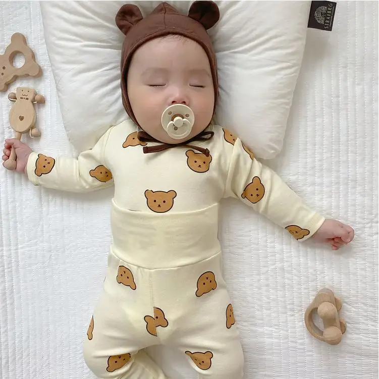 0-3T Newborn Kid Baby Boys Girls Clothes Set Long Sleeve Cotton Top and Pant Suit Pj Set Cute Sweet Sleepwear Pajamas Set Outfit