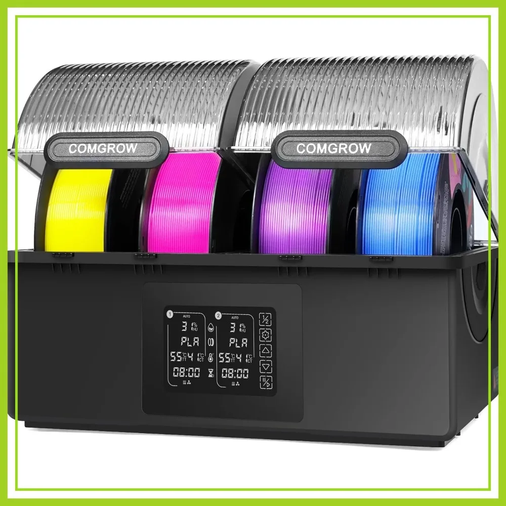 

4-Spool Filament Dryer Box, Dual Chamber 200W PTC Heater 85°C for PLA PETG ABS TPU ASA 1.75/2.85mm