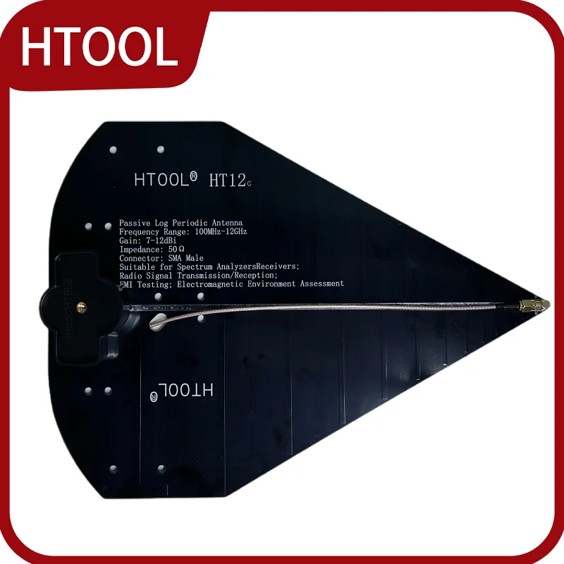 HT12 Logarithmic Periodic Antenna Handheld Passive Antenna 0.1-12GHz Directional Antenna High-Precision Gain 7-12dBi With Handle