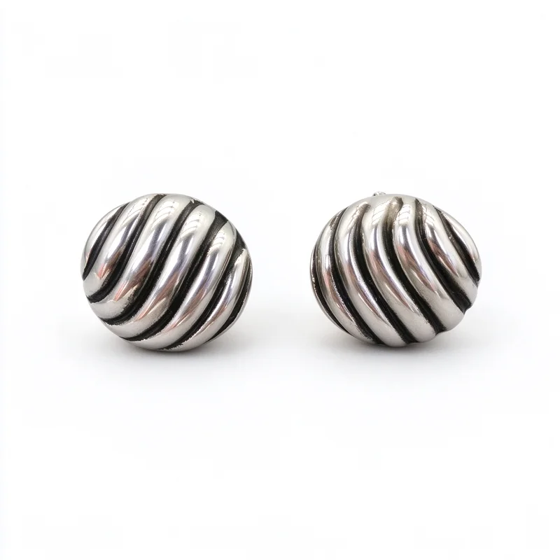 Silver Tone Alloy and Gold Tone Alloy 14mm Twisted Spiral Dome Stud Earrings for Women, Vintage Corduroy Swirl Round Ball Stud Earrings Pair, Chic Fashion Jewelry for Ladies and Girls, Daily Wear, Party, Wedding, Gift, Anniversary, Great Present for Her