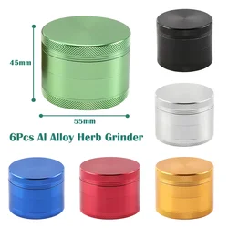 Metal Tobacco Grinder, Herb Mills, Spice Crusher, Smoking Accessories, Smoker Gifts, 4-Parts, 55mm, 6Pcs